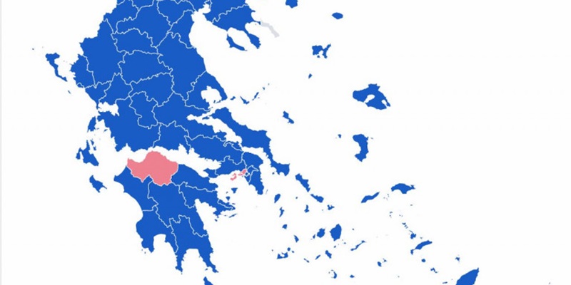 Βάφεται γαλάζιος ο χάρτης -Από τις 59 εκλογικές περιφέρειες, στις 51 είναι πρώτη η ΝΔ 4