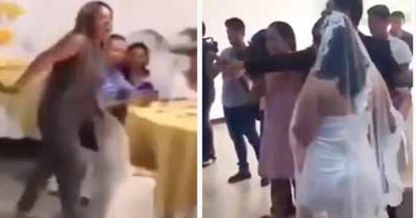 Γυναίκα σε κατάσταση υστερίας, εισέβαλλε σε γάμο και φώναξε «Σε αγαπώ» στον γαμπρό – Μετά χαστούκισε τη νύφη (Video) 11
