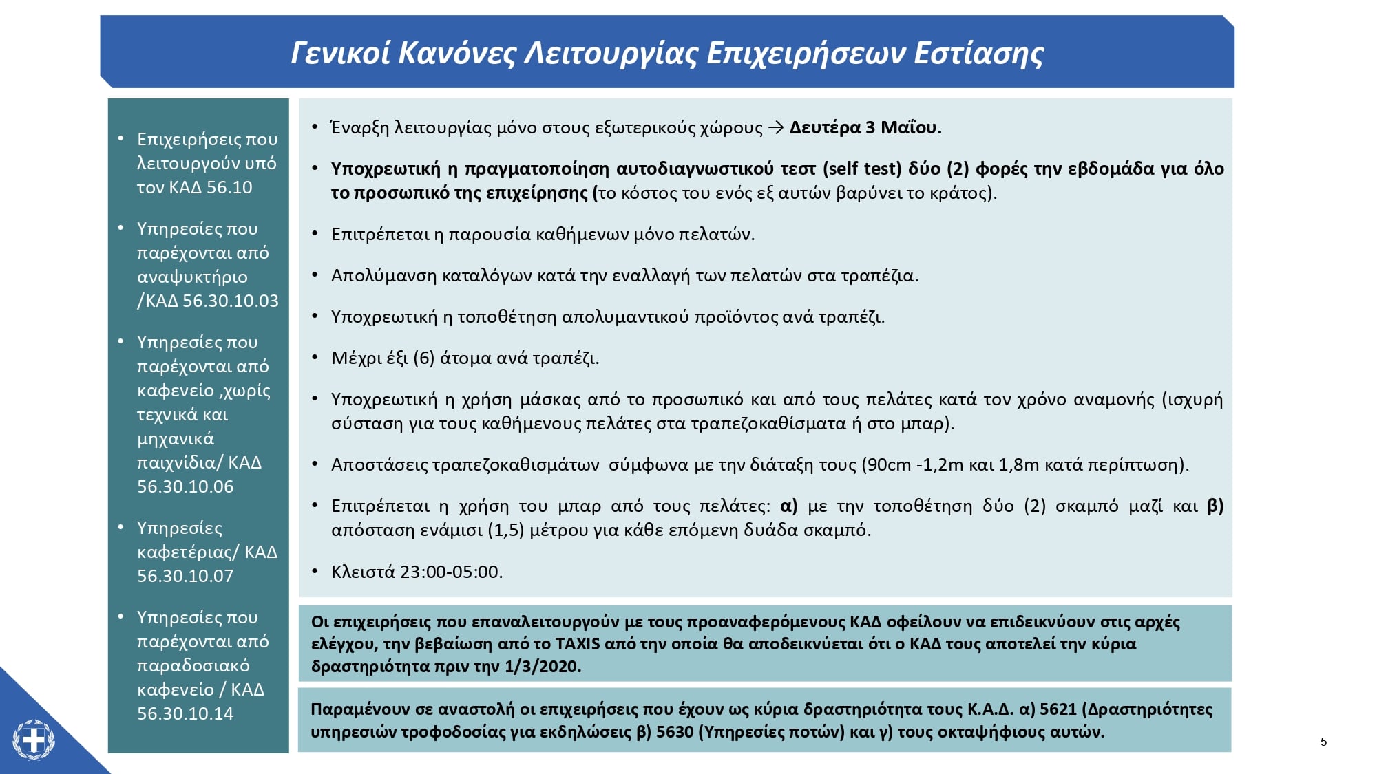 Ο Σύλλογος καταστημάτων εστίασης και αναψυχής Καλαμάτας για την επανεκκίνηση του κλάδου 12