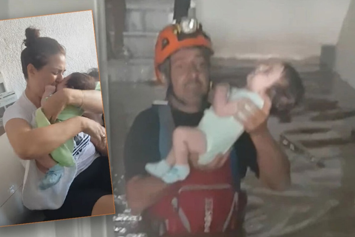 Βίντεο: Αντρας της ΕΜΑΚ βγάζει βρέφος από πλημμυρισμένο σπίτι στη Θεσσαλία 1