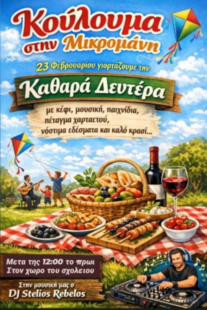 Κούλουμα στη Μικρομάνη: Παραδοσιακό γλέντι και πέταγμα χαρταετού την Καθαρά Δευτέρα 18 Κούλουμα στη Μικρομάνη: Παραδοσιακό γλέντι και πέταγμα χαρταετού την Καθαρά Δευτέρα 7