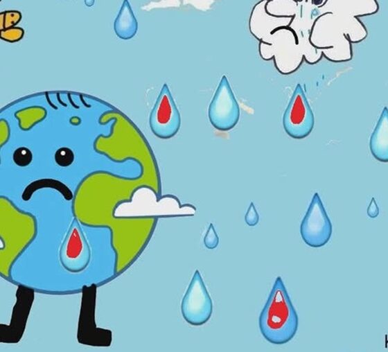 Σκίτσο ειρήνης του Γιάννη Κούτρη μέσα στη θύελλα του πολέμου 2