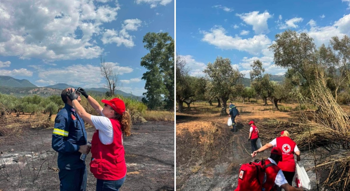 «Στη μάχη» της φωτιάς στο Αριοχώρι ο Ερυθρός Σταυρός Καλαμάτας – Πρώτες Βοήθειες και στήριξη στους πυροσβέστες 3